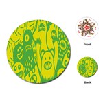 Easter Monster Sinister Happy Green Yellow Magic Rock Playing Cards (Round)  Front