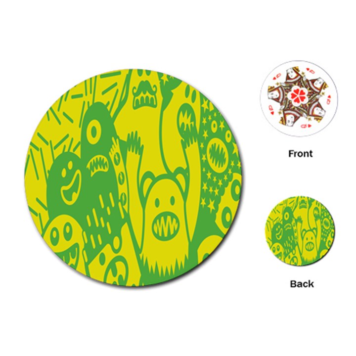 Easter Monster Sinister Happy Green Yellow Magic Rock Playing Cards (Round) 