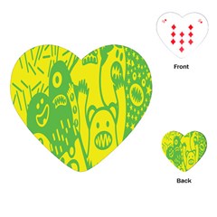 Easter Monster Sinister Happy Green Yellow Magic Rock Playing Cards (heart)  by Mariart