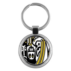 Easter Monster Sinister Happy Magic Rock Mask Face Polka Yellow Key Chains (round)  by Mariart