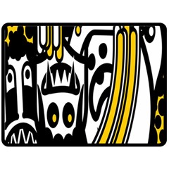 Easter Monster Sinister Happy Magic Rock Mask Face Polka Yellow Fleece Blanket (large)  by Mariart