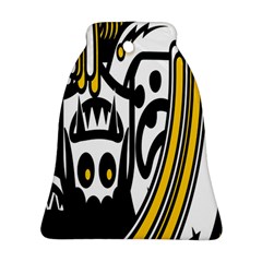 Easter Monster Sinister Happy Magic Rock Mask Face Polka Yellow Bell Ornament (two Sides)