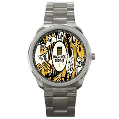 Easter Monster Sinister Happy Magic Rock Mask Face Yellow Magic Rock Sport Metal Watch by Mariart