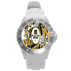 Easter Monster Sinister Happy Magic Rock Mask Face Yellow Magic Rock Round Plastic Sport Watch (l)
