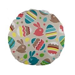 Easter Rabbit Bunny Rainbow Standard 15  Premium Flano Round Cushions by Mariart