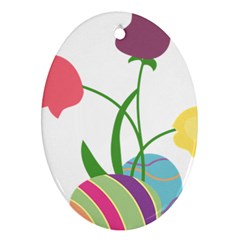 Eggs Three Tulips Flower Floral Rainbow Ornament (oval)