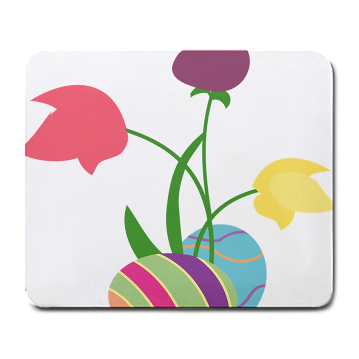 Eggs Three Tulips Flower Floral Rainbow Large Mousepads