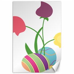 Eggs Three Tulips Flower Floral Rainbow Canvas 20  X 30   by Mariart