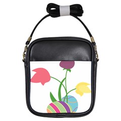 Eggs Three Tulips Flower Floral Rainbow Girls Sling Bags by Mariart