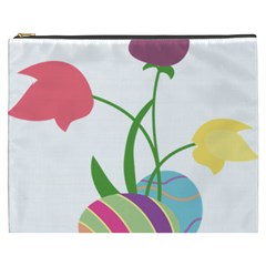 Eggs Three Tulips Flower Floral Rainbow Cosmetic Bag (xxxl) 