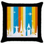 Eiffel Tower Monument Statue Of Liberty Throw Pillow Case (Black) Front