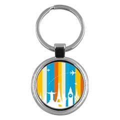 Eiffel Tower Monument Statue Of Liberty Key Chains (round)  by Mariart