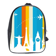 Eiffel Tower Monument Statue Of Liberty School Bags(large)  by Mariart