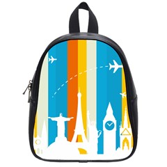 Eiffel Tower Monument Statue Of Liberty School Bags (small) 