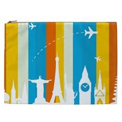 Eiffel Tower Monument Statue Of Liberty Cosmetic Bag (xxl)  by Mariart