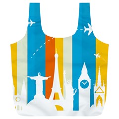 Eiffel Tower Monument Statue Of Liberty Full Print Recycle Bags (l)  by Mariart