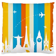 Eiffel Tower Monument Statue Of Liberty Large Flano Cushion Case (two Sides) by Mariart