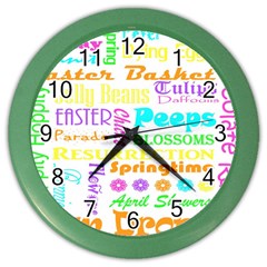 Easter Subway Blossoms Color Rainbow Chocolate Color Wall Clocks