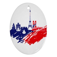 Eiffel Tower Monument Statue Of Liberty France England Red Blue Ornament (oval) by Mariart