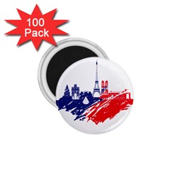 Eiffel Tower Monument Statue Of Liberty France England Red Blue 1 75  Magnets (100 Pack)  by Mariart