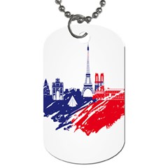 Eiffel Tower Monument Statue Of Liberty France England Red Blue Dog Tag (one Side) by Mariart