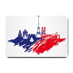 Eiffel Tower Monument Statue Of Liberty France England Red Blue Small Doormat 