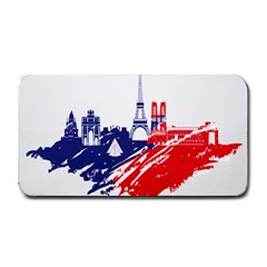 Eiffel Tower Monument Statue Of Liberty France England Red Blue Medium Bar Mats