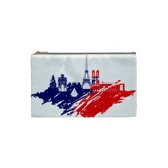 Eiffel Tower Monument Statue Of Liberty France England Red Blue Cosmetic Bag (small) 