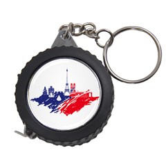 Eiffel Tower Monument Statue Of Liberty France England Red Blue Measuring Tapes by Mariart