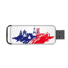 Eiffel Tower Monument Statue Of Liberty France England Red Blue Portable Usb Flash (one Side) by Mariart