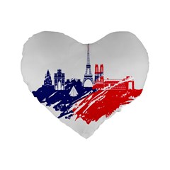 Eiffel Tower Monument Statue Of Liberty France England Red Blue Standard 16  Premium Heart Shape Cushions by Mariart