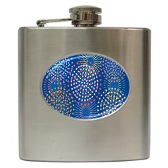 Fireworks Party Blue Fire Happy Hip Flask (6 Oz) by Mariart