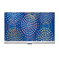 Fireworks Party Blue Fire Happy Business Card Holders