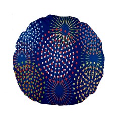 Fireworks Party Blue Fire Happy Standard 15  Premium Round Cushions