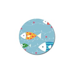 Fish Cute Swim Blue Sea Golf Ball Marker by Mariart