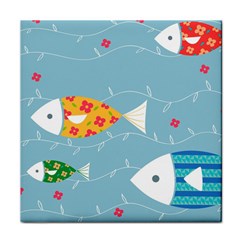Fish Cute Swim Blue Sea Face Towel