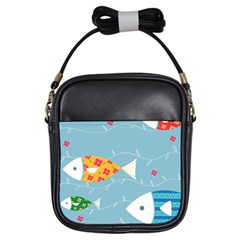 Fish Cute Swim Blue Sea Girls Sling Bags