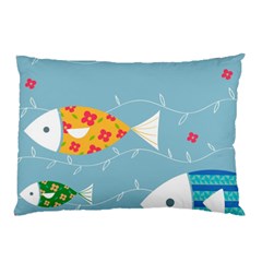 Fish Cute Swim Blue Sea Pillow Case (two Sides)