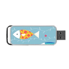 Fish Cute Swim Blue Sea Portable Usb Flash (one Side) by Mariart