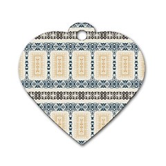 Fabric Star Flower Floral Dog Tag Heart (one Side) by Mariart