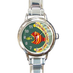 Fish Predator Sea Water Beach Monster Round Italian Charm Watch by Mariart