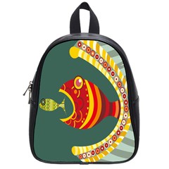 Fish Predator Sea Water Beach Monster School Bags (small)  by Mariart
