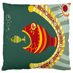 Fish Predator Sea Water Beach Monster Large Cushion Case (one Side) by Mariart