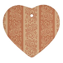 Flower Floral Leaf Frame Star Brown Ornament (Heart)