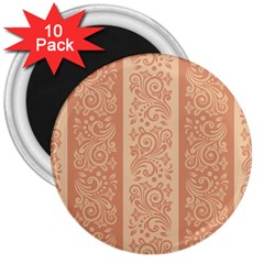 Flower Floral Leaf Frame Star Brown 3  Magnets (10 pack) 