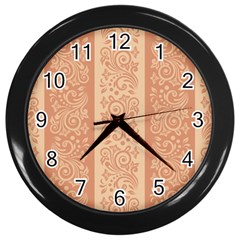 Flower Floral Leaf Frame Star Brown Wall Clocks (black)