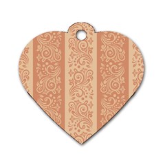 Flower Floral Leaf Frame Star Brown Dog Tag Heart (One Side)