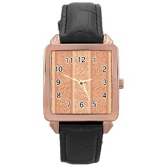 Flower Floral Leaf Frame Star Brown Rose Gold Leather Watch 