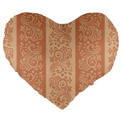 Flower Floral Leaf Frame Star Brown Large 19  Premium Flano Heart Shape Cushions