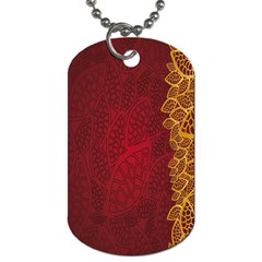 Floral Flower Golden Red Leaf Dog Tag (two Sides) by Mariart